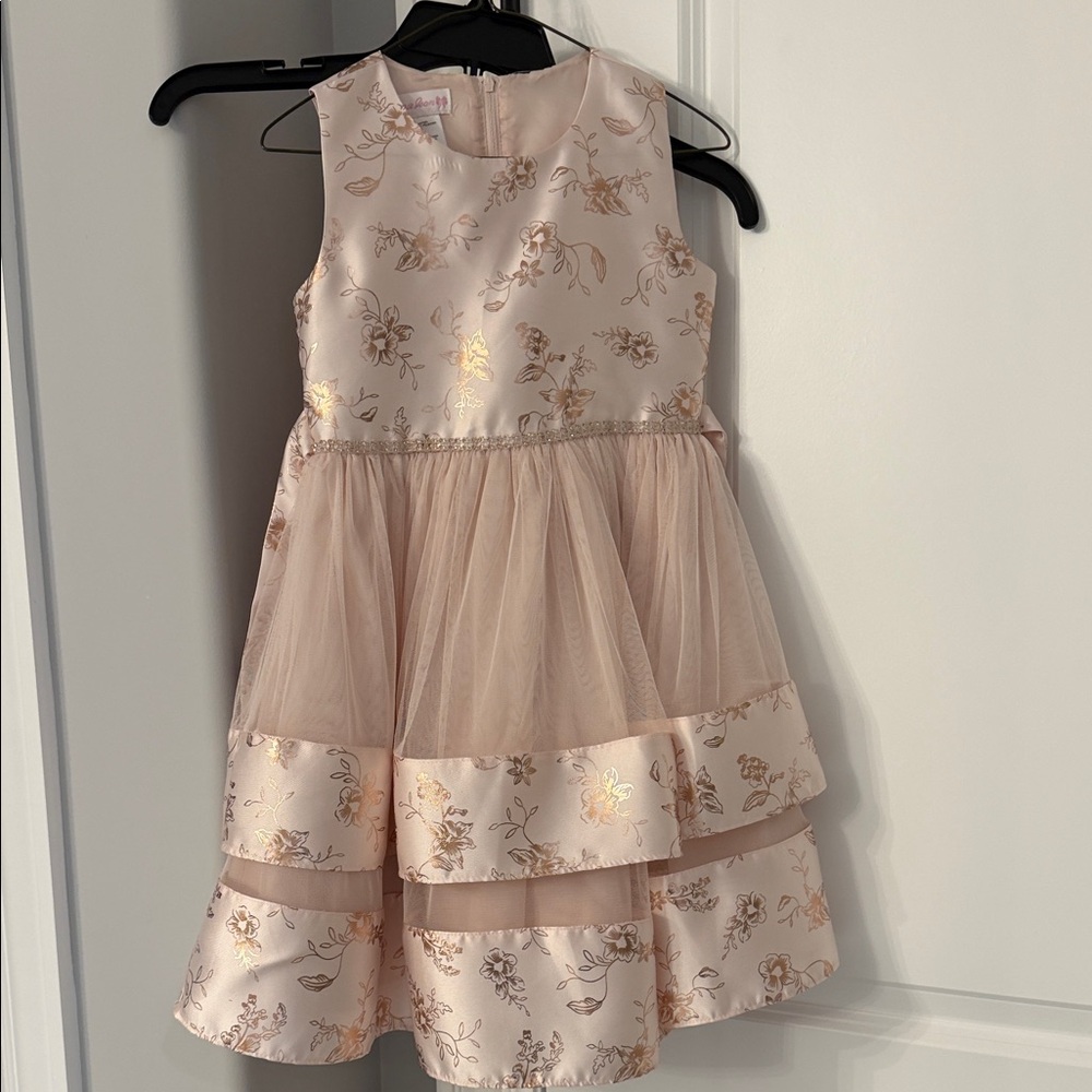Bonnie Jean Pink Floral Layered Dress
